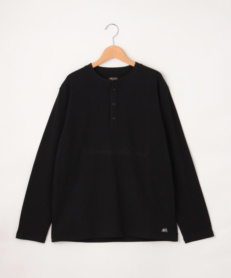 オフプライスストア(メンズ)(OFF PRICE STORE(Mens))のMR.OLIVE（ミスターオリーブ） ワンポイント刺しゅうヘンリーネックロンT ブラック(019)