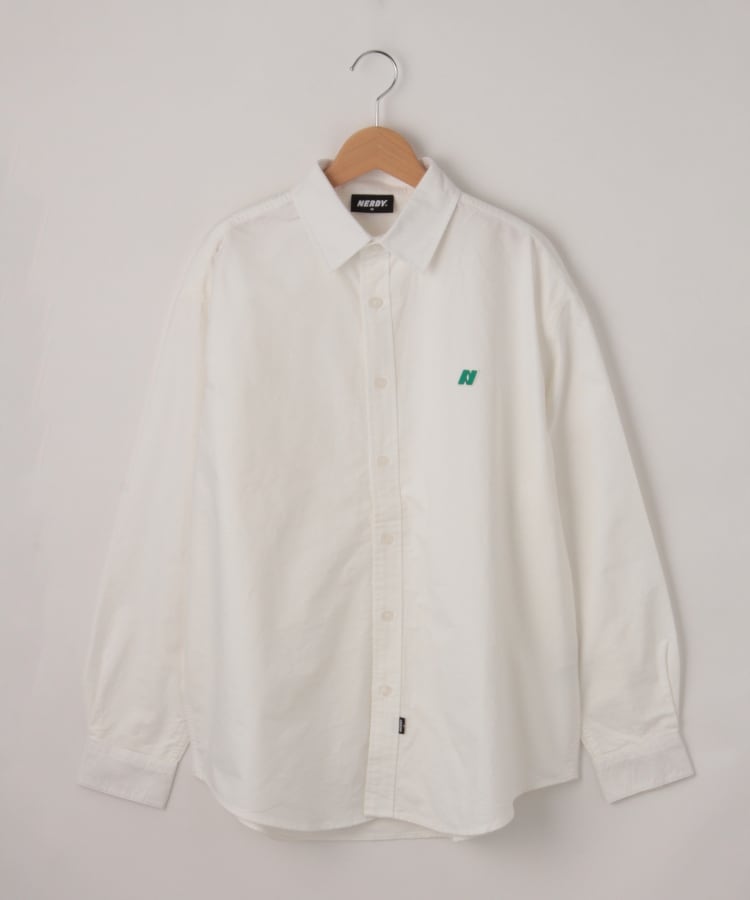 オフプライスストア(メンズ)(OFF PRICE STORE(Mens))のNERDY（ノルディ） OXFORD L／S SHIRT(OVER FIT) ホワイト(001)