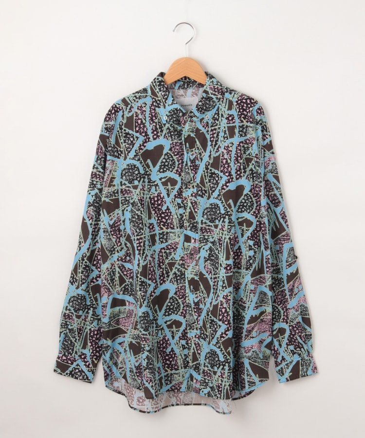 オフプライスストア(メンズ)(OFF PRICE STORE(Mens))のIroquois（イロコイ） ペイント柄長袖シャツ ブルー×ブラック(999)
