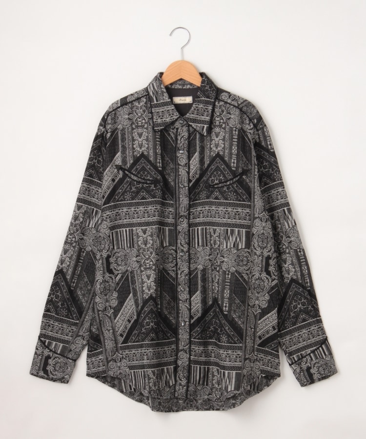 オフプライスストア(メンズ)(OFF PRICE STORE(Mens))のIroquois（イロコイ） ジャガード長袖シャツ ブラック(019)