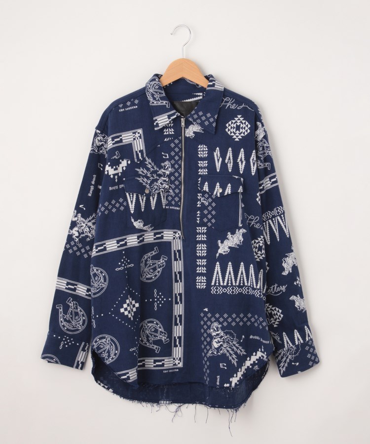 オフプライスストア(メンズ)(OFF PRICE STORE(Mens))のThe Letters（レターズ） カットオフカジュアルシャツ ブルー(093)