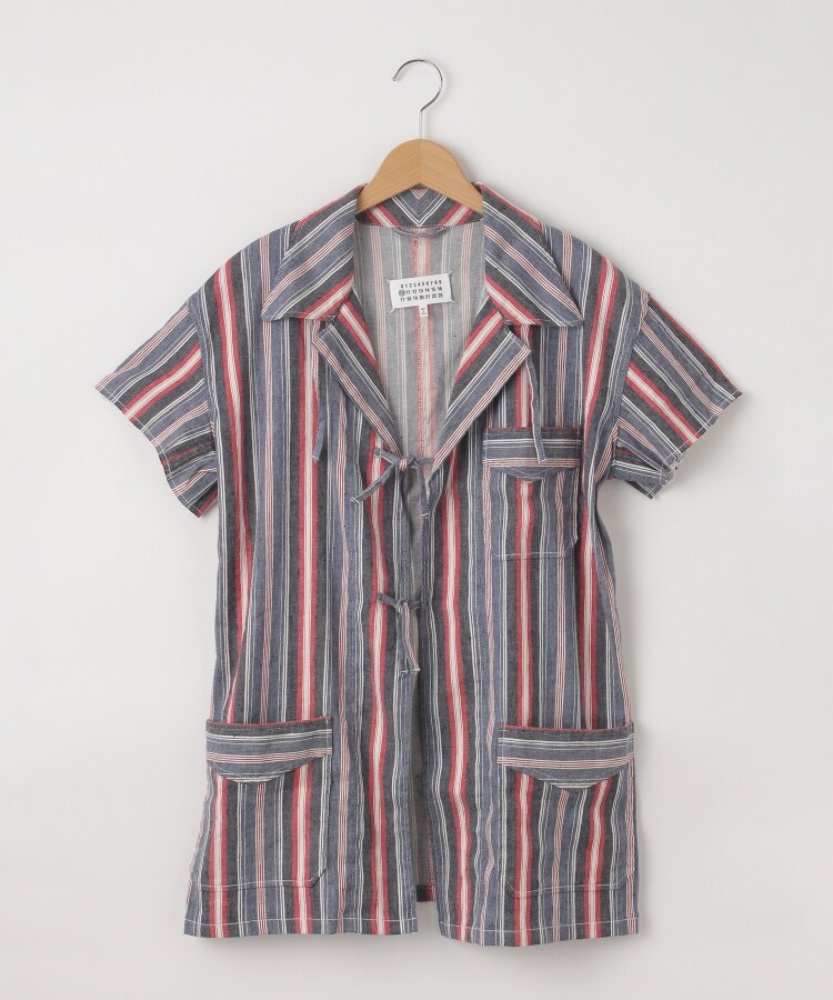 オフプライスストア(メンズ)(OFF PRICE STORE(Mens))のMAISON MARGIELA(メゾン マルジェラ） リネン混ストライプ半袖シャツ ブルー(092)