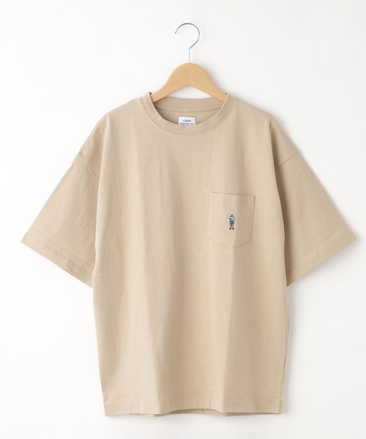 オフプライスストア(メンズ)(OFF PRICE STORE(Mens))のcoen(コーエン)　”ワンポイント刺繍シリーズ”働く人刺繍Tシャツ　【洗える/SALE】 ベージュ(052)