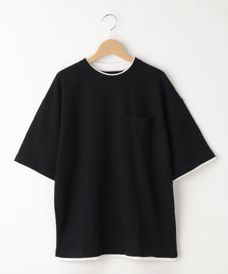 オフプライスストア(メンズ)(OFF PRICE STORE(Mens))のcoen（コーエン） ワッフルフェイクレイヤードTシャツ ブラック(019)