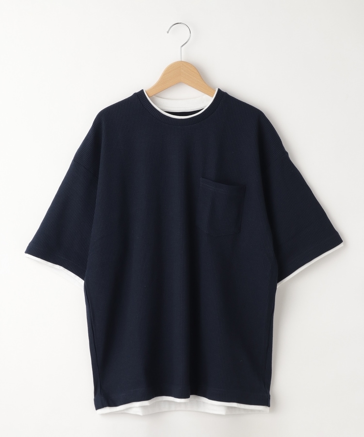 オフプライスストア(メンズ)(OFF PRICE STORE(Mens))のcoen（コーエン） ワッフルフェイクレイヤードTシャツ ネイビー(093)