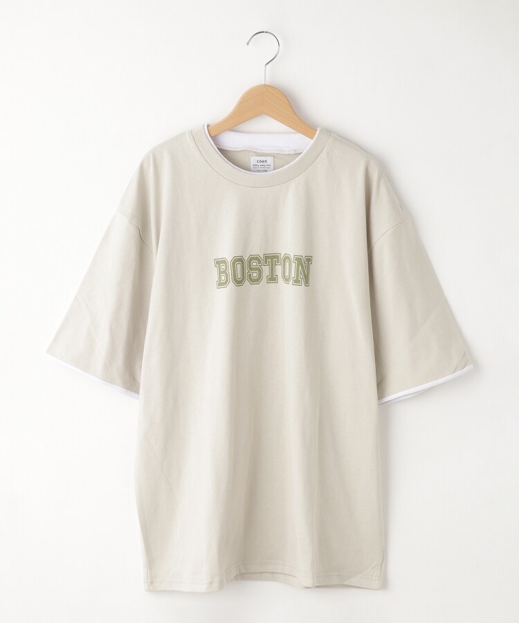 オフプライスストア(メンズ)(OFF PRICE STORE(Mens))のcoen(コーエン)　フェイクレイヤードカレッジプリントTシャツ　【洗える/SALE】 ミントグリーン(021)