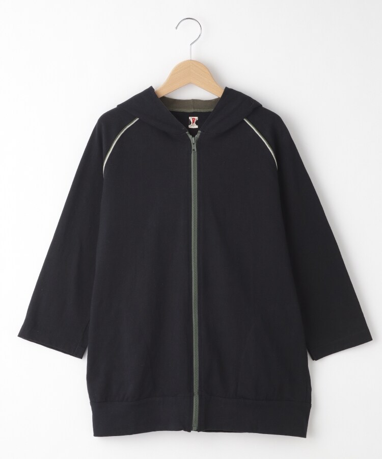 オフプライスストア(メンズ)(OFF PRICE STORE(Mens))のMIL-SPEC（ミルスペック） 配色パイピングポケット付き6分袖パーカー ブラック(019)