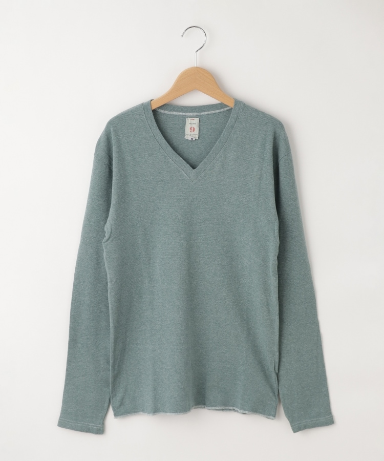 オフプライスストア(メンズ)(OFF PRICE STORE(Mens))のMIL-SPEC（ミルスペック） Vネック杢長袖シャツ カーキ(027)