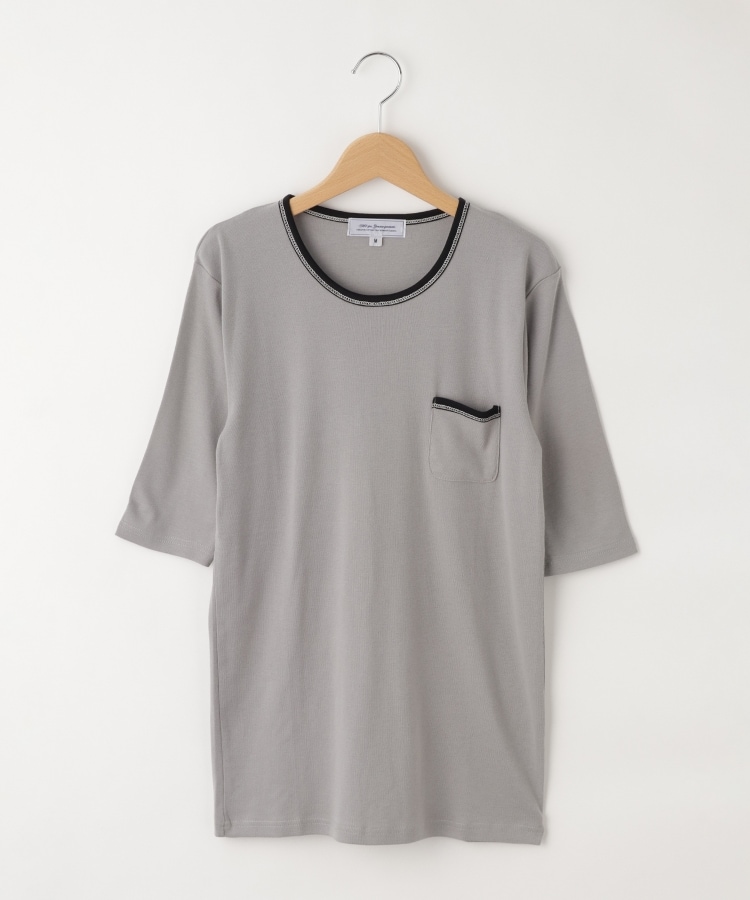 オフプライスストア(メンズ)(OFF PRICE STORE(Mens))のMIL-SPEC（ミルスペック） ポケット付き丸首配色パイピングTシャツ グレー(012)