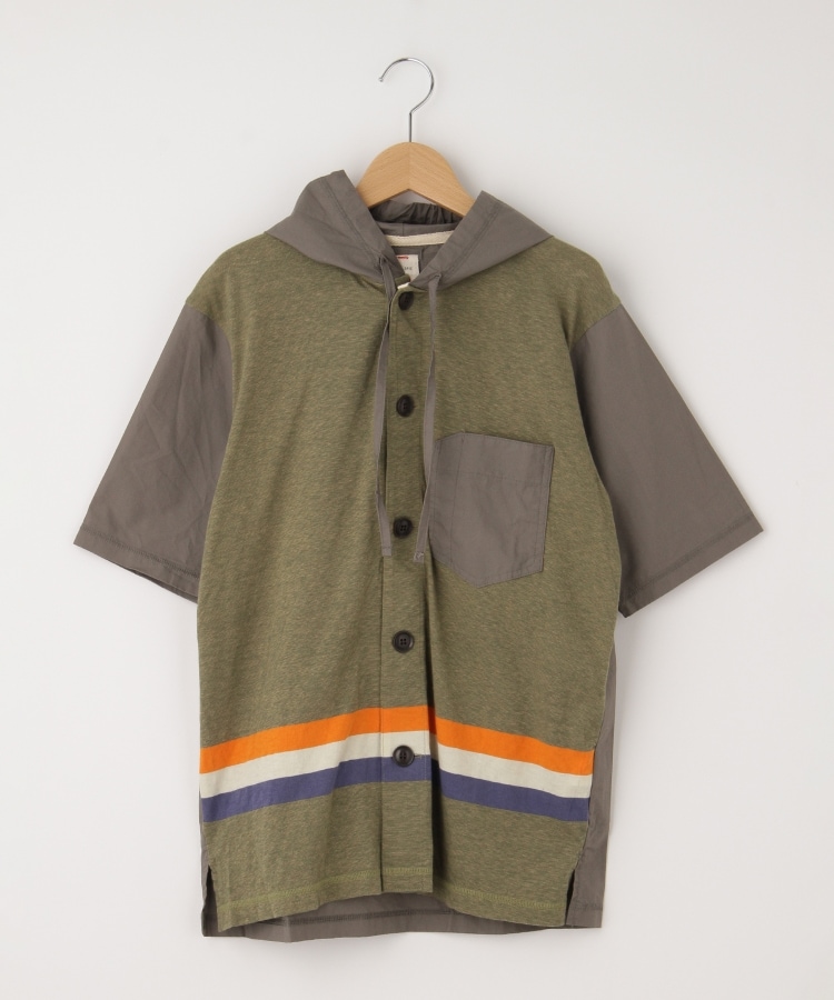オフプライスストア(メンズ)(OFF PRICE STORE(Mens))のMIL-SPEC（ミルスペック） 前ボタンコンビ半袖パーカー カーキ(027)