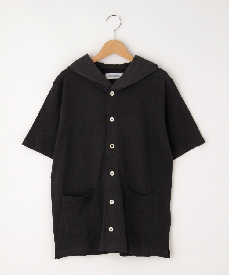 オフプライスストア(メンズ)(OFF PRICE STORE(Mens))のMIL-SPEC（ミルスペック） 前ボタン半袖フード付きプルオーバー ブラック(019)