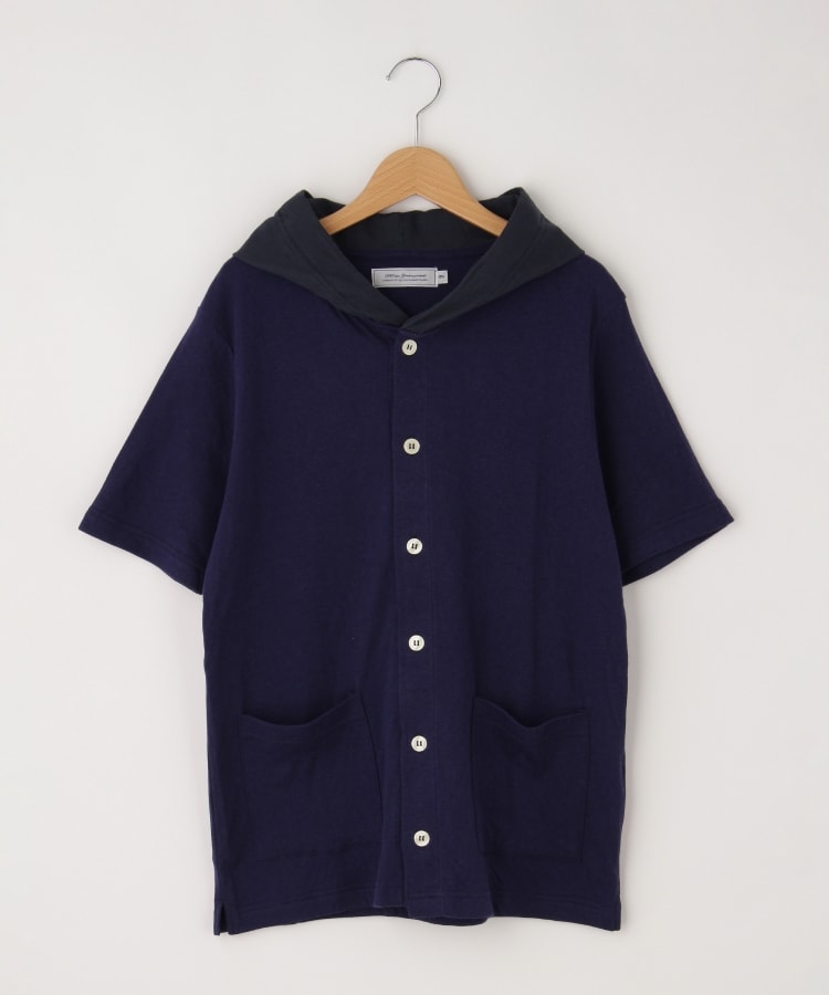 オフプライスストア(メンズ)(OFF PRICE STORE(Mens))のMIL-SPEC（ミルスペック） 前ボタン半袖フード付きプルオーバー ブルー(093)