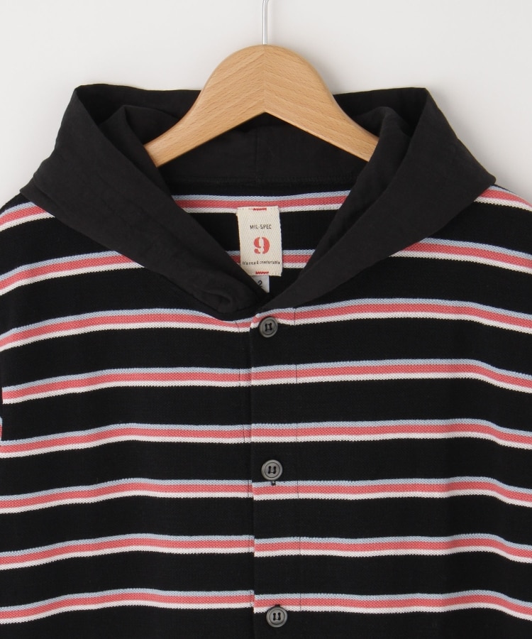 オフプライスストア(メンズ)(OFF PRICE STORE(Mens))のMIL-SPEC（ミルスペック） ボーダー前ボタン半袖フード付きプルオーバー3