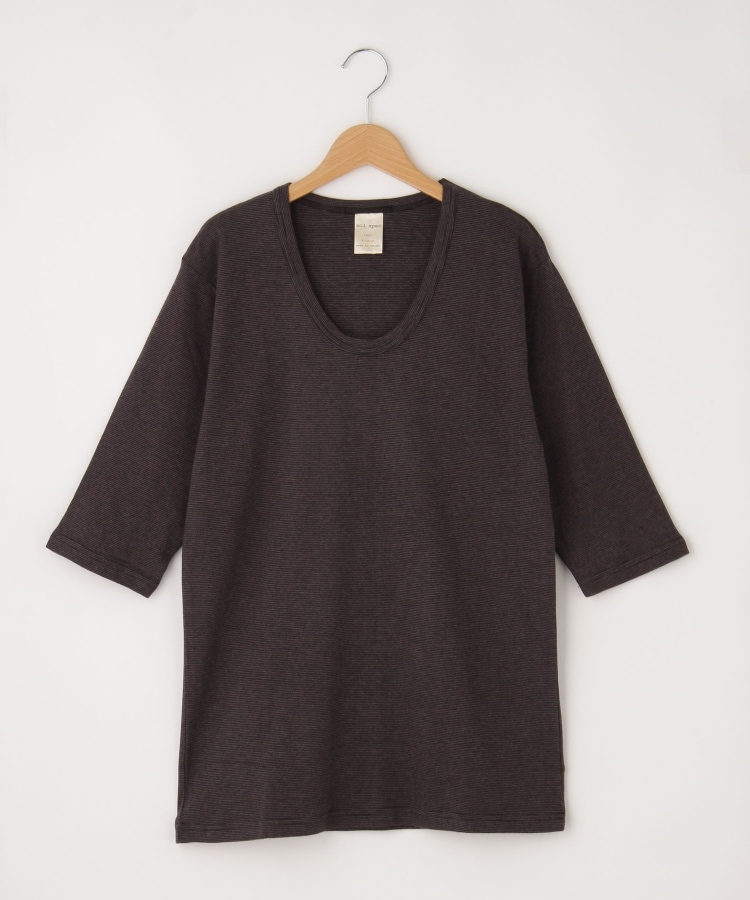 オフプライスストア(メンズ)(OFF PRICE STORE(Mens))のMIL-SPEC（ミルスペック） Uネックボーダー5分袖Tシャツ ブラック(019)