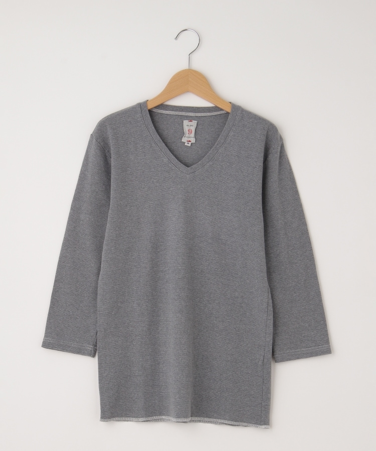 オフプライスストア(メンズ)(OFF PRICE STORE(Mens))のMIL-SPEC（ミルスペック） 杢柄Vネック8分袖Tシャツ グレー(093)