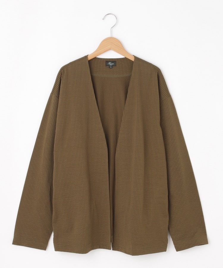 オフプライスストア(メンズ)(OFF PRICE STORE(Mens))のcharee braver（チャーリーブレイバー） ストライプ生地カーディガン モカブラウン(042)