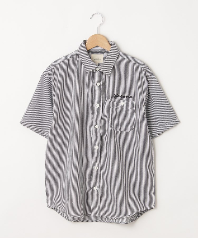 オフプライスストア(メンズ)(OFF PRICE STORE(Mens))のCORISCO（コリスコ） ワンポイント刺繍ストライプ半袖シャツ ホワイト(002)