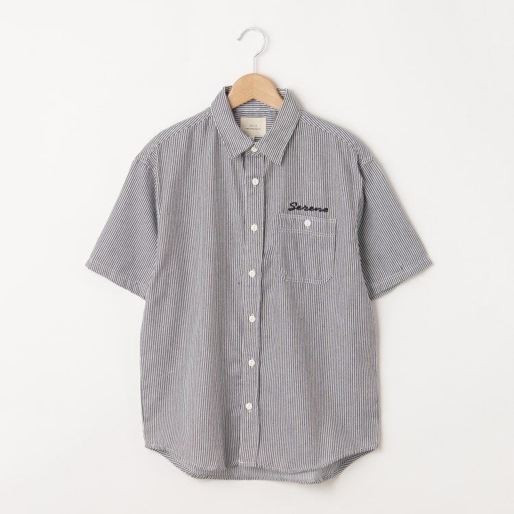 オフプライスストア(メンズ)(OFF PRICE STORE(Mens))のCORISCO（コリスコ） ワンポイント刺繍ストライプ半袖シャツ カジュアルシャツ
