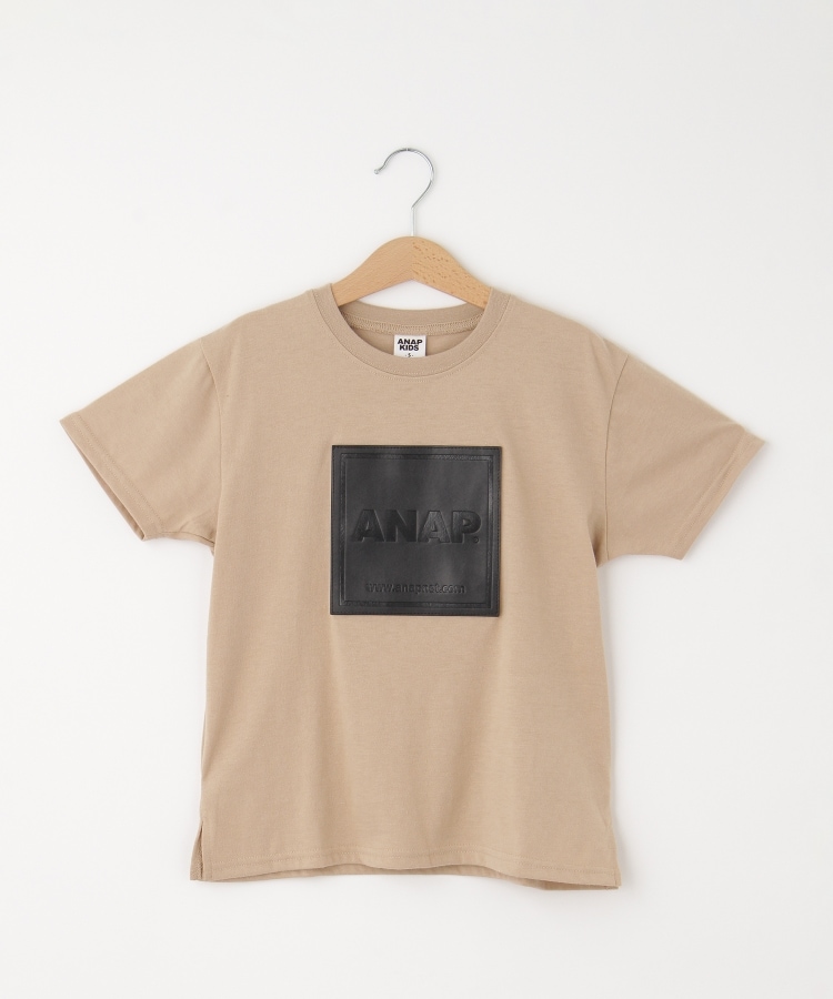 オフプライスストア(キッズ)(OFF PRICE STORE(Kids))のANAP KIDS（アナップキッズ） BIGフェイクレザーワッペンTシャツ ベージュ(552)