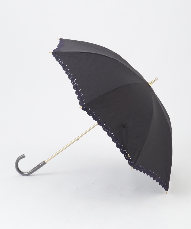 オフプライスストア(ファッショングッズ)(OFF PRICE STORE(Fashion Goods))のスギタ ヘンリボーン柄配色刺しゅう晴雨兼用傘 ブラック(019)