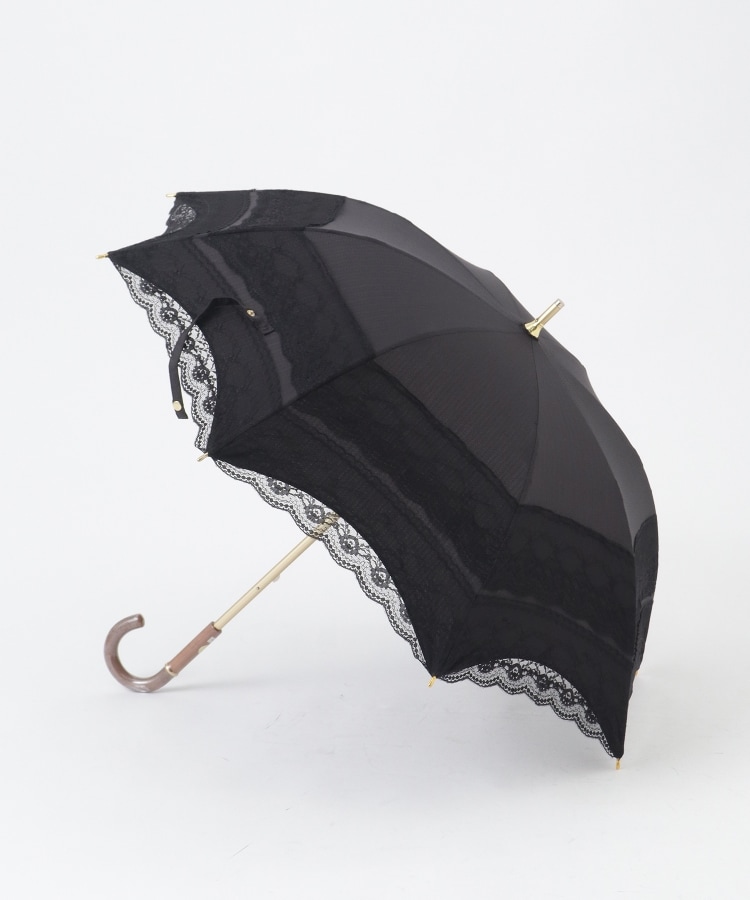 オフプライスストア(ファッショングッズ)(OFF PRICE STORE(Fashion Goods))のスギタ ヘンリボーン柄レーステープ晴雨兼用傘 ブラック(019)