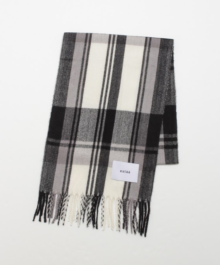 オフプライスストア(ファッショングッズ)(OFF PRICE STORE(Fashion Goods))のestaa（エスタ） とろーりチェック柄マフラー ブラック(019)