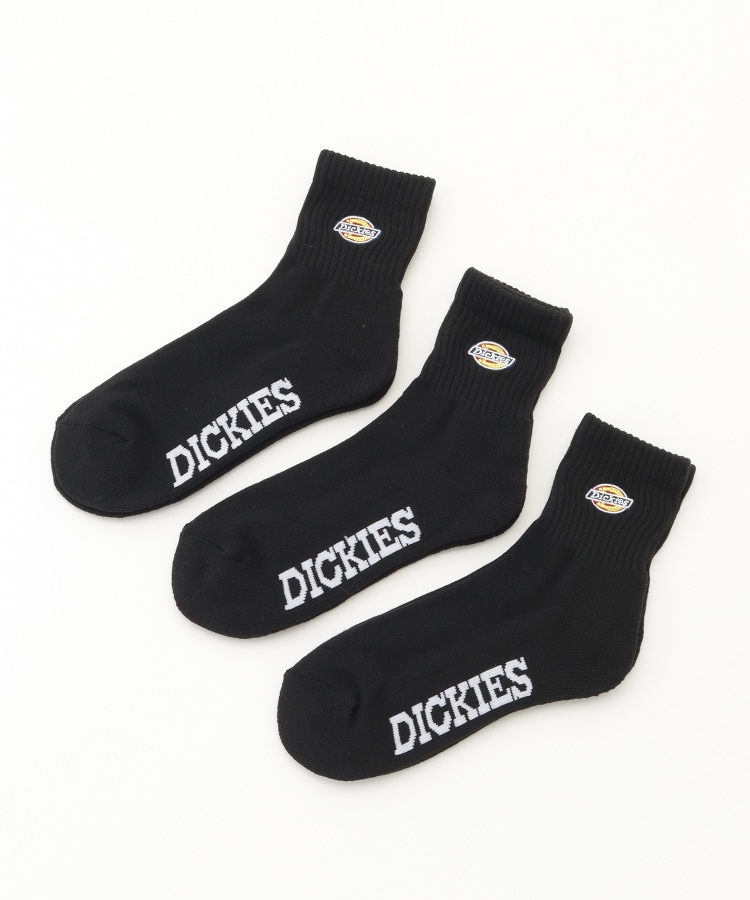 オフプライスストア(ファッショングッズ)(OFF PRICE STORE(Fashion Goods))のDickies（ディッキーズ） 3PAIRS　PACK　ロゴ刺繍クオーターソックス ブラック(998)
