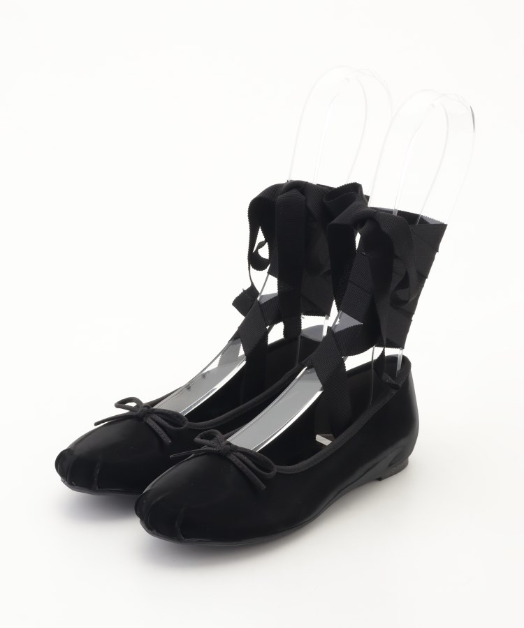 オフプライスストア(ファッショングッズ)(OFF PRICE STORE(Fashion Goods))のEVOL（イーボル） 取り外し可リボン付きフラットパンプス ブラック(019)
