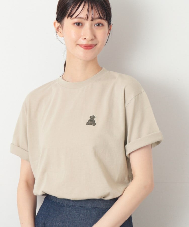 デッサン（ユニセックス）(Dessin(UNISEX))の【ユニセックス・洗える】ベアワンポイントTシャツ グレージュ(050)