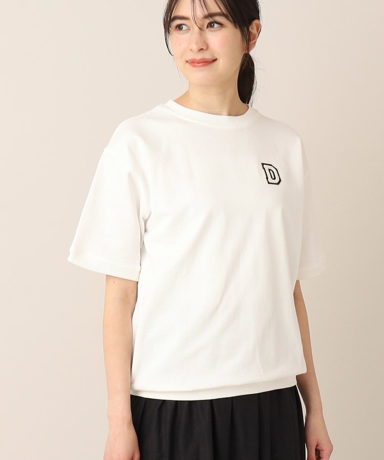 デッサン（ユニセックス）(Dessin(UNISEX))の【ユニセックス・洗える】ロゴ刺繍Tシャツ ホワイト(001)