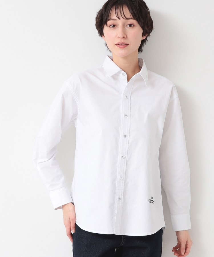 デッサン（ユニセックス）(Dessin(UNISEX))の【ユニセックス】刺繍入りオックスシャツ ホワイト(001)