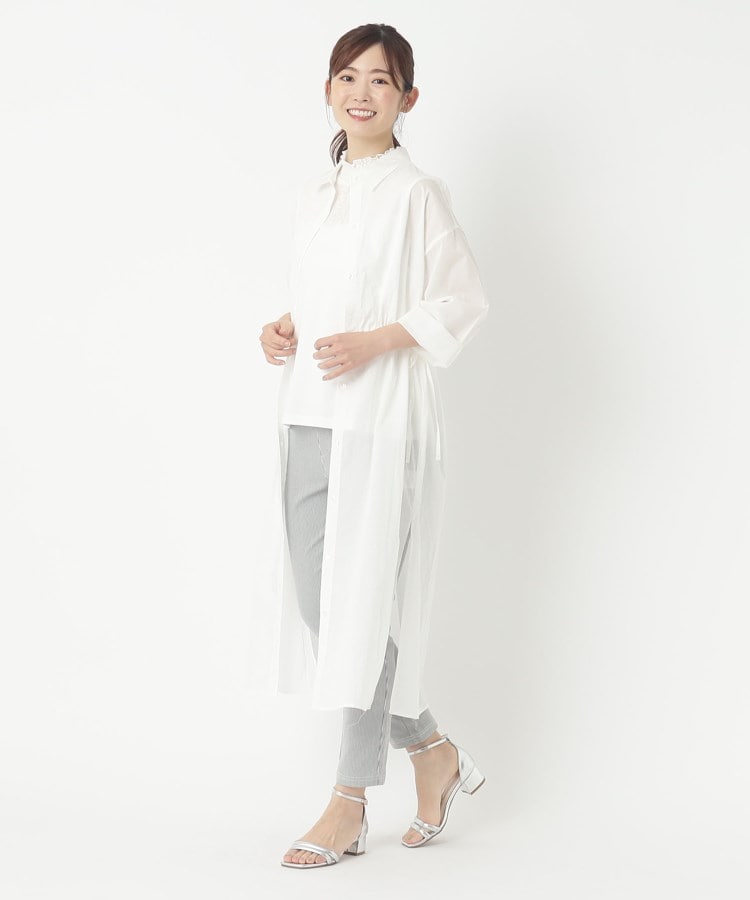 ヨリモ(YORIMO)の【羽織りにおすすめ・シアー素材】ウエストドロストシャツワンピース10