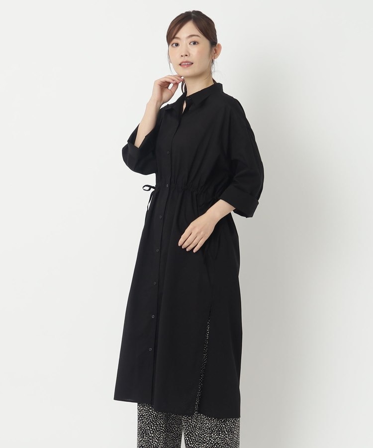 ヨリモ(YORIMO)の【羽織りにおすすめ・シアー素材】ウエストドロストシャツワンピース12