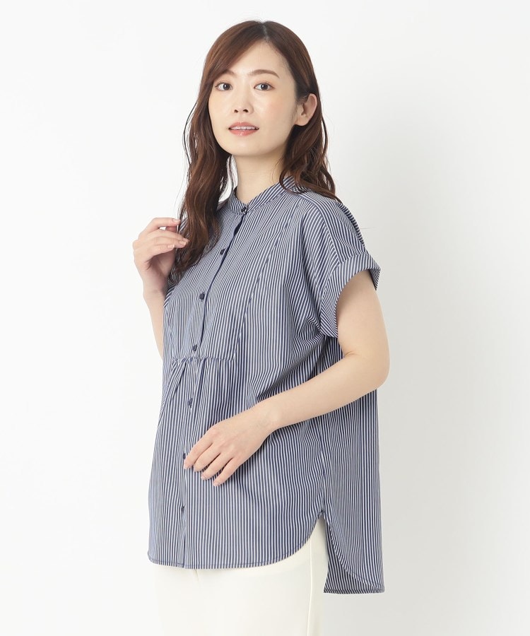 ヨリモ(YORIMO)の【秋色ストライプ】バンドカラーブザムシャツ11