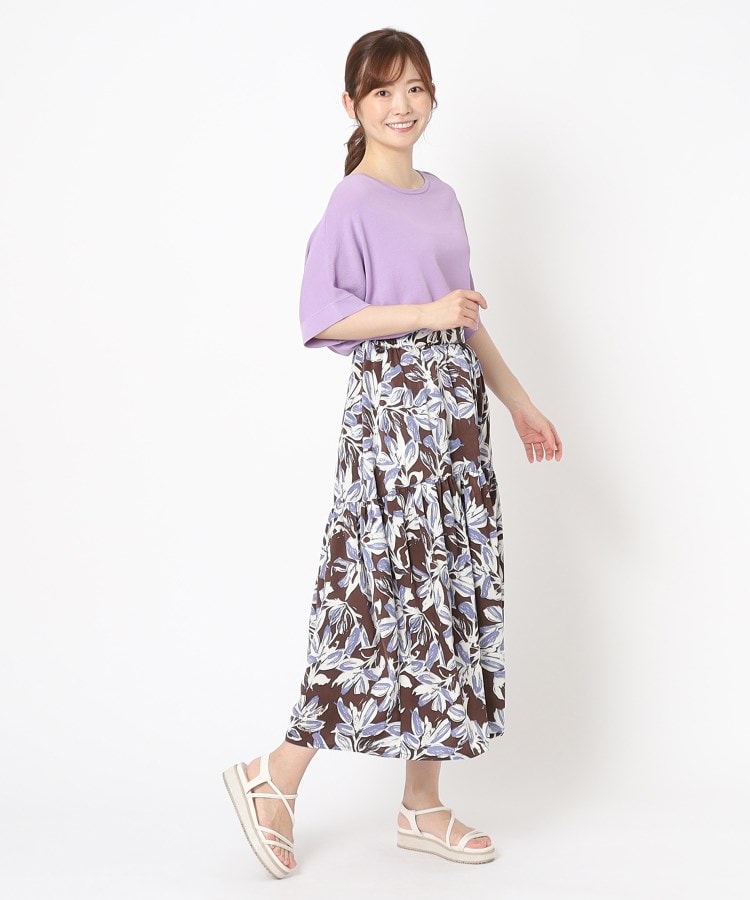 大人のフラワープリント】大花柄ティアードスカート(マキシ 大人のフラワープリント】大花柄ティアードスカート(マキシ