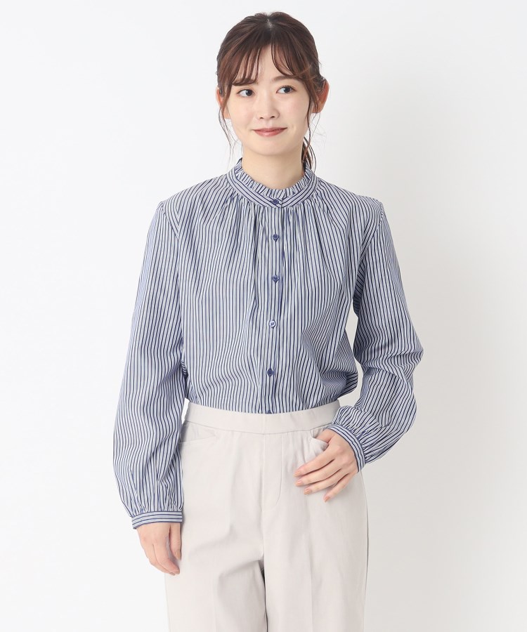 ヨリモ(YORIMO)の【ストライプ柄】スタンドフリルブラウス16