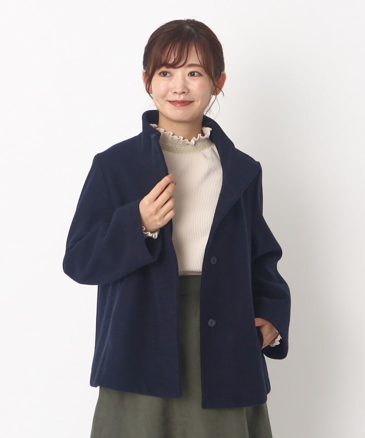 ヨリモ(YORIMO)の【裏リブ素材】スタンドカラーショートコート9