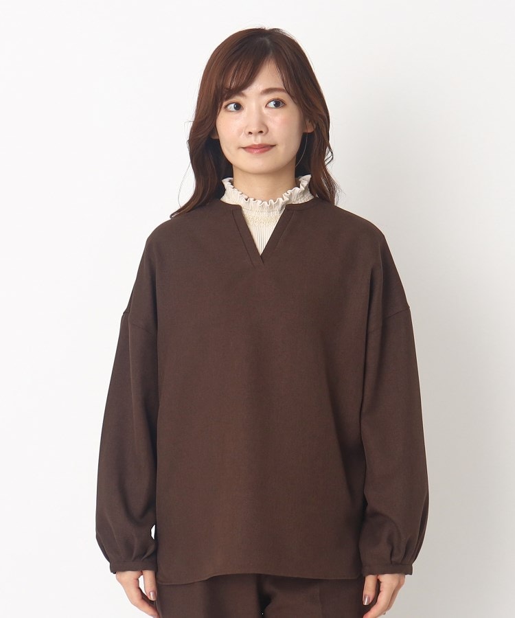 ヨリモ(YORIMO)の【洗える・セットアップ可】ウール見えスキッパーシャツ1