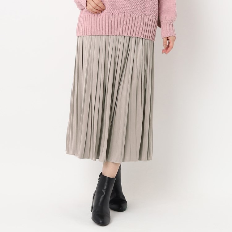 ヨリモ(YORIMO)の【ウエストゴム】フェイクスエードプリーツスカート マキシ・ロングスカート