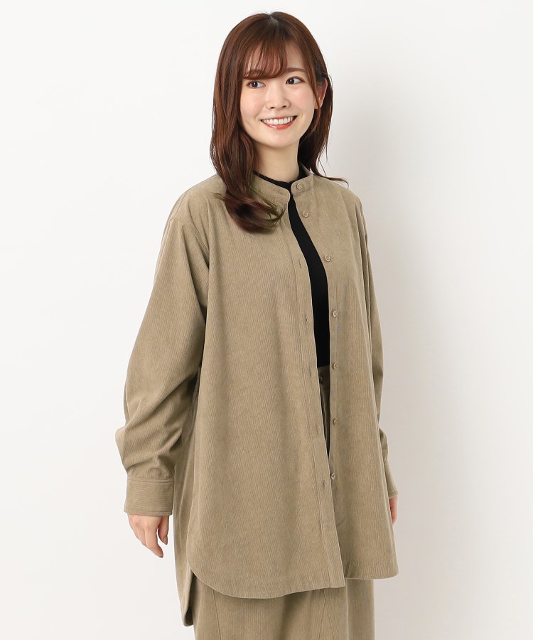 ヨリモ(YORIMO)の【秋冬定番コーデュロイ】バンドカラーシャツ ベージュ(052)