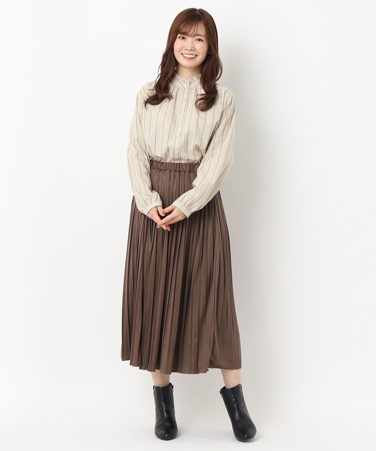ヨリモ(YORIMO)の【秋色ストライプ柄】スタンドフリルブラウス13