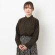 ヨリモ(YORIMO)の【秋色ストライプ柄】スタンドフリルブラウス ブラウン(043)