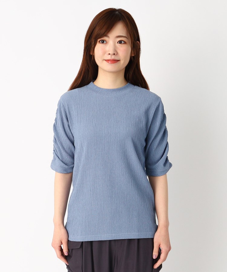 ヨリモ(YORIMO)の【シボシボ素材】ハイネックシャーリング プルオーバー1