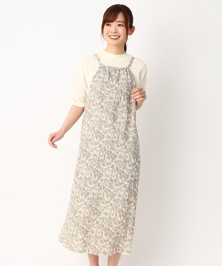 洗える・プリーツ素材】花柄ホルターネックキャミワンピ(キャミ 洗える・プリーツ素材】花柄ホルターネックキャミワンピ(キャミ
