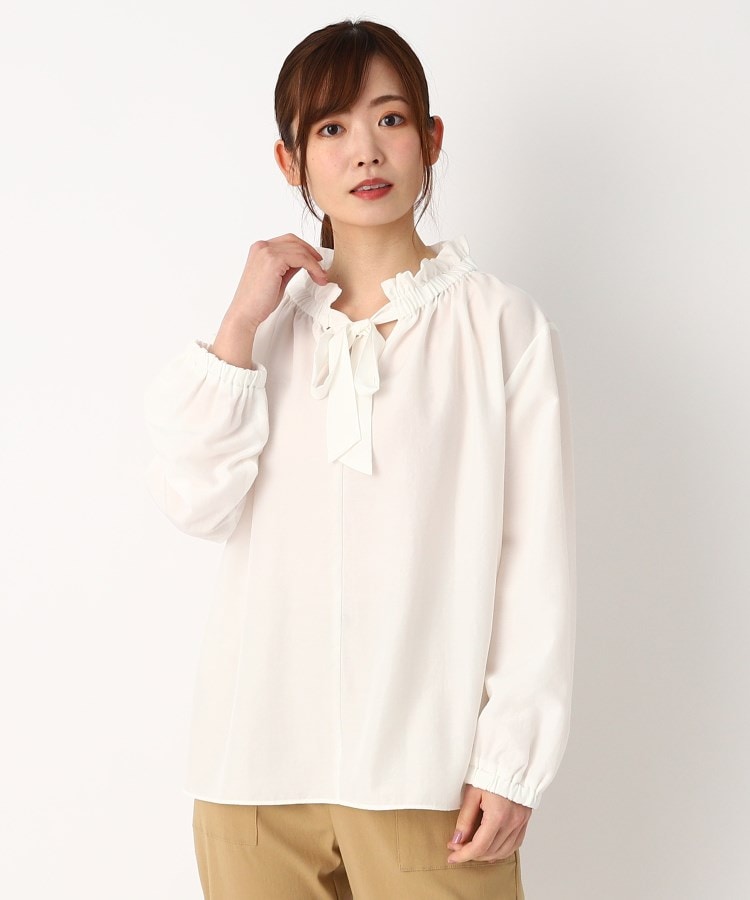 主役級!華やか】ネックギャザー リボンブラウス(シャツ 主役級!華やか】ネックギャザー リボンブラウス(シャツ