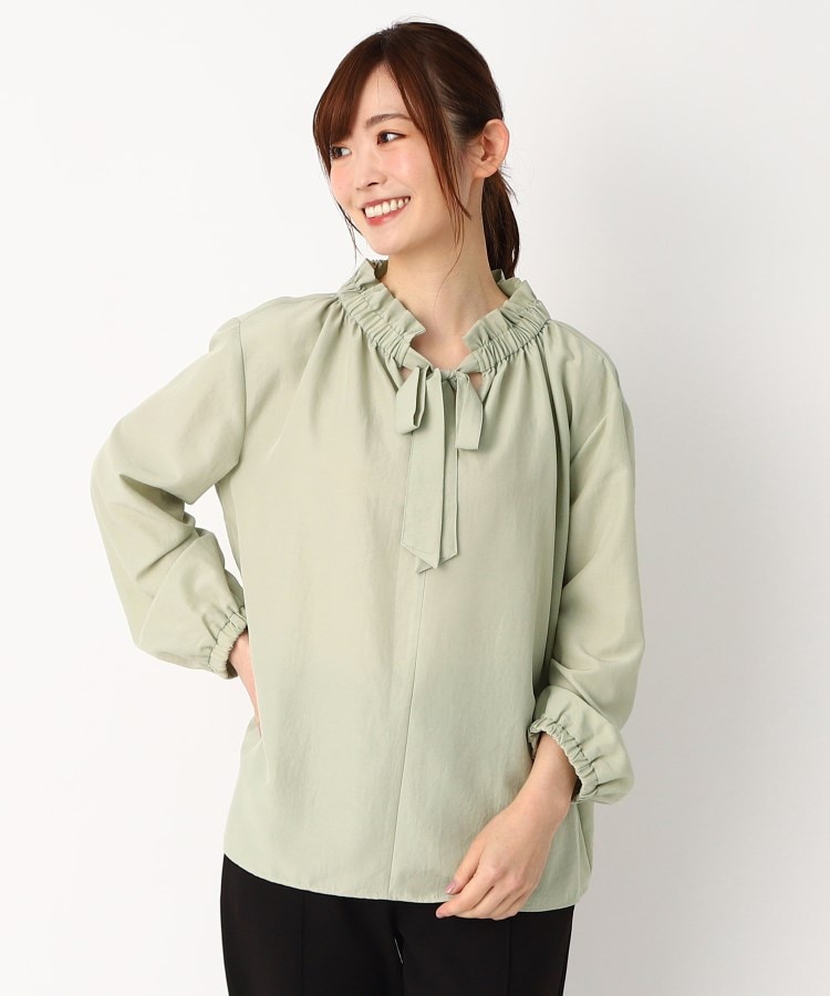 主役級!華やか】ネックギャザー リボンブラウス(シャツ 主役級!華やか】ネックギャザー リボンブラウス(シャツ