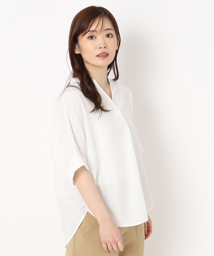 ヨリモ(YORIMO)の【洗える】ドルマンスキッパーシャツ ホワイト(001)