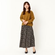 シーズンレスで使える！】フラワープリント変形プリーツスカート