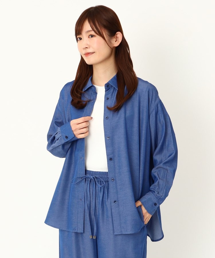 ヨリモ(YORIMO)の【洗える・セットアップ可】デニム調レギュラーシャツ11