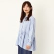 ヨリモ(YORIMO)の【洗える・カラーストライプ】バンドカラーペプラムブラウス11